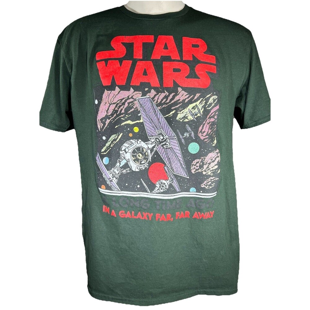 Star Wars T-Shirt Green In A Galaxy Far Far Away SS Tie Fighter Mad Engine LARGE